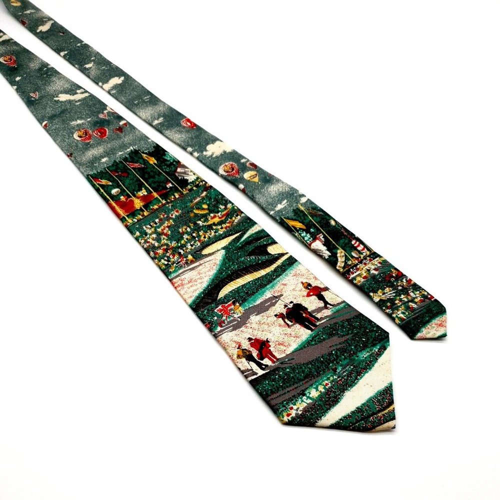 Cambridge Classics Mens Tie Vintage Golf Press Coverage Hot Air Balloons Silk